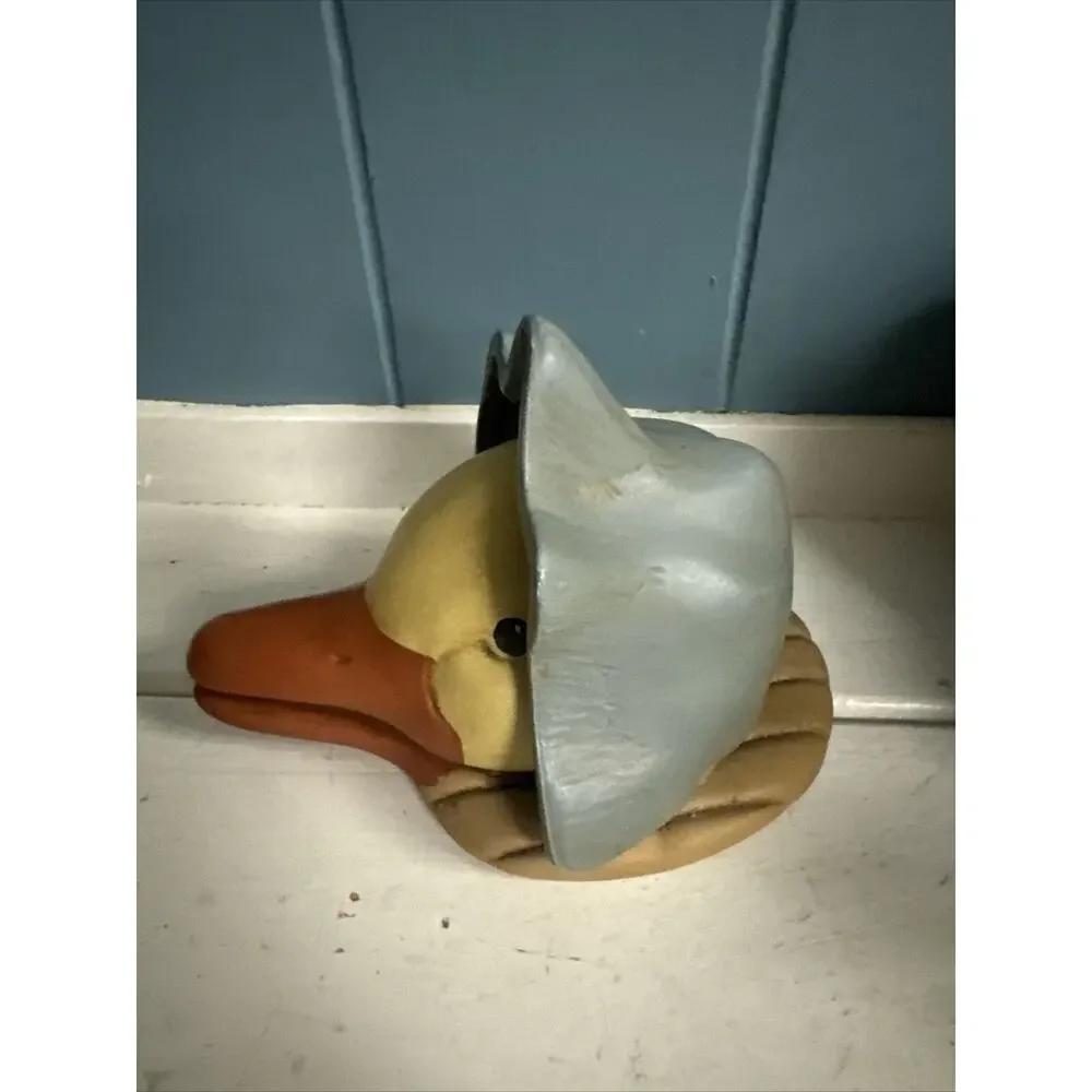 Vintage Blue Goose Duck with Scarf Head Ceramic HandPainted Signed McCloud ‘86‎